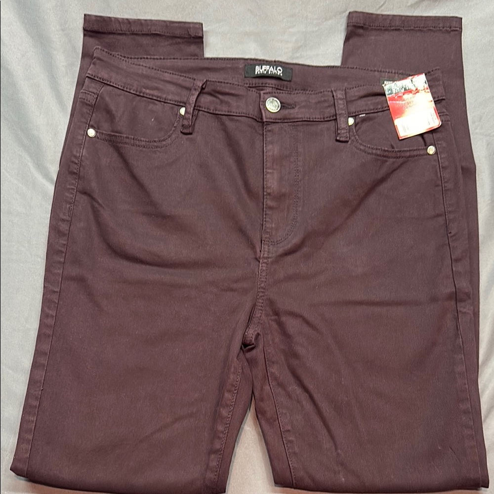 Buffalo‎ David Bitton Hanna High-Rise Stretch Soft Skinny Dark Raisin Jeans NWT